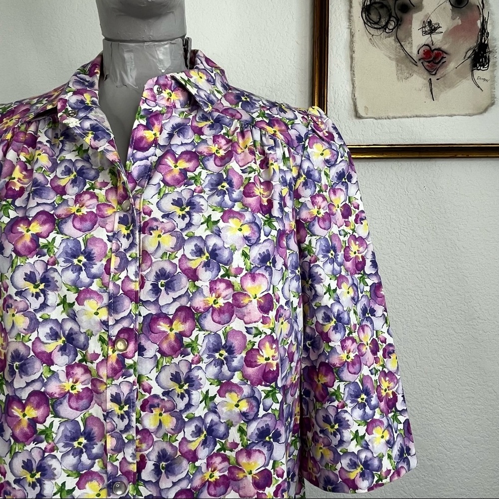 Pansy Gathered Shoulder Patch PocKet House Coat Robe